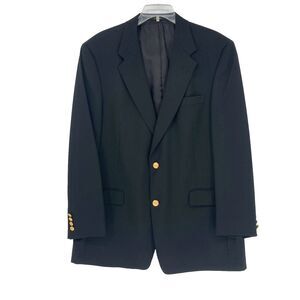 Hart Schaffner Marx Gold Trumpeter Blazer 44R Navy Blue Wool Nautical Preppy